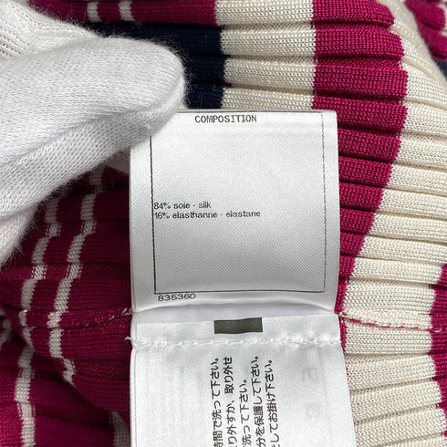 CHANEL TOPS LOGO BORDER 31 RUE CAMBON PINK IVORY SILK 38 P60 RTW 90291320