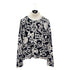 CHANEL COCOMARK LONG SLEEVE KNIT TOPS BLACK WHITE CASHMERE 38 P74 RTW 90291321