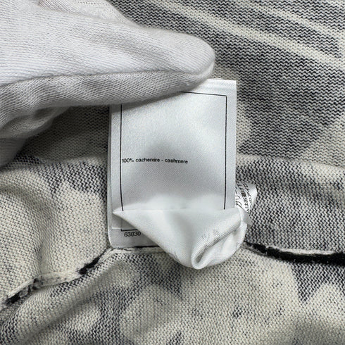 CHANEL COCOMARK LONG SLEEVE KNIT TOPS BLACK WHITE CASHMERE 38 P74 RTW 90291321