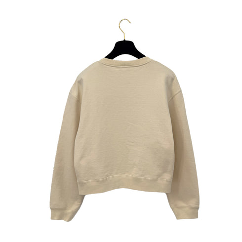 CHANEL SWEATSHIRT TOPS LOGO 31 RUE CAMBON FLOWER MOTIF IVORY BLACK COTTON M P64 RTW 90291322