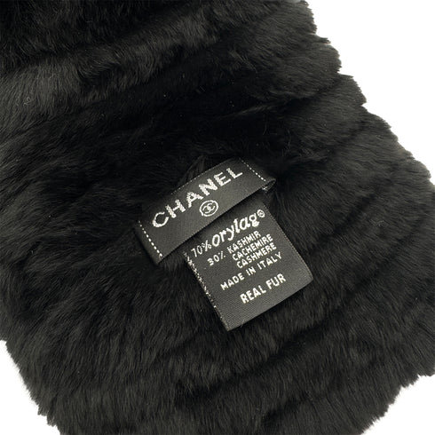 CHANEL OLYLAG WINTER SCARF COCOMARK BLACK LAPIN FUR ACCESSORY 90291323 - PURPOSE