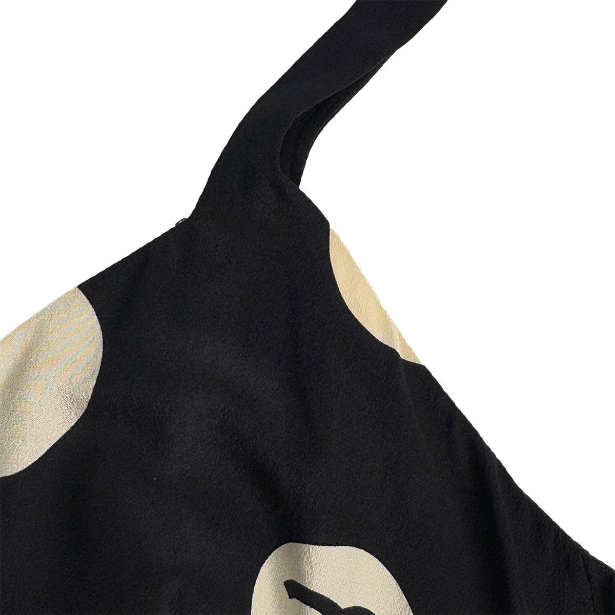 CHANEL VINTAGE POLKA DOT PATTERN SLEEVELESS DRESS COCOMARK BLACK SILK 38 97P RTW 90291324