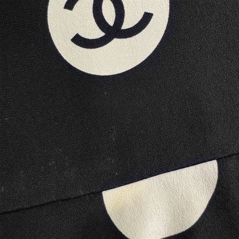 CHANEL VINTAGE POLKA DOT PATTERN SLEEVELESS DRESS COCOMARK BLACK SILK 38 97P RTW 90291324 - PURPOSE