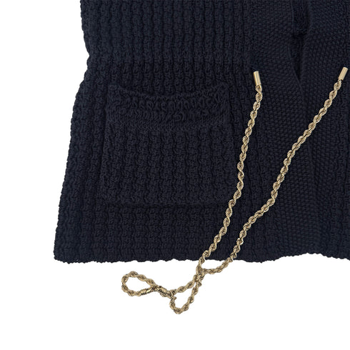 CHANEL KNIT JACKET CHAIN NAVY COTTON 36 P40 RTW 90291327