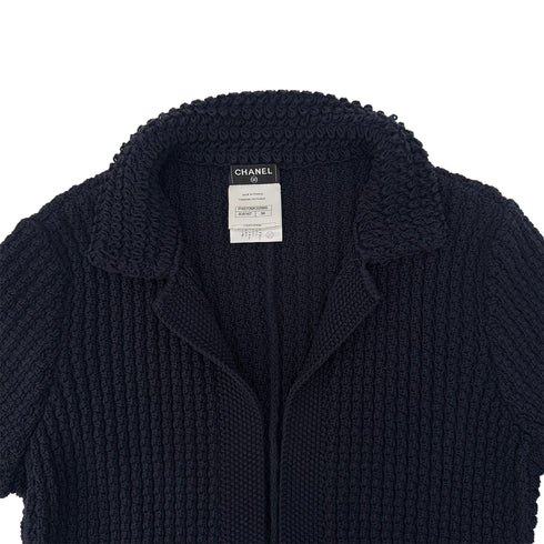 CHANEL KNIT JACKET CHAIN NAVY COTTON 36 P40 RTW 90291327