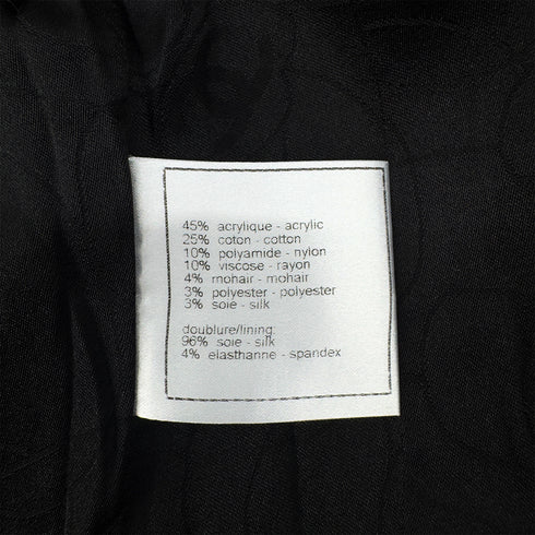 CHANEL FRINGE TRIM TWEED JACKET COCO BUTTON BLACK ACRYLIC 36 05C RTW 90291328