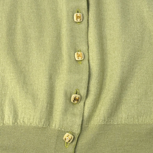 CHANEL VINTAGE COCO BUTTON CARDIGAN TOPS LIGHT GREEN RTW 90291329 - PURPOSE