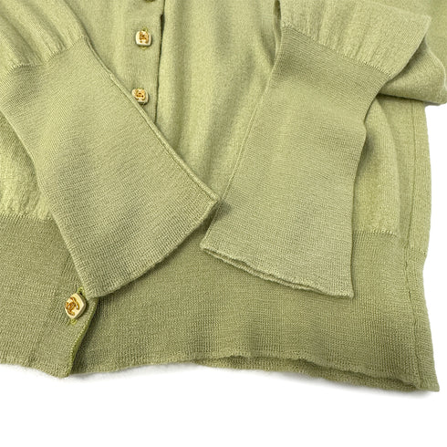 CHANEL VINTAGE COCO BUTTON CARDIGAN TOPS LIGHT GREEN RTW 90291329 - PURPOSE