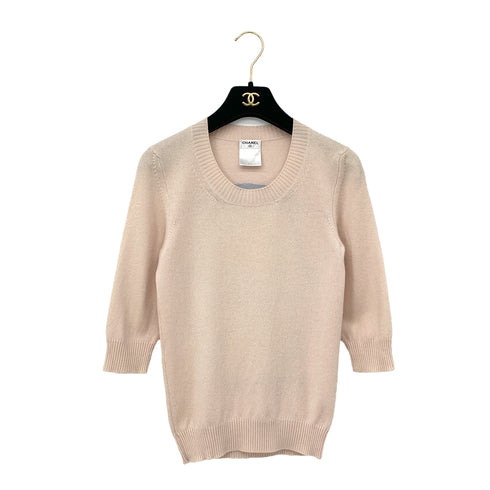 CHANEL MIAMI 2009 CRUISE LINES HALF SLEEVE KNIT TOPS PINK BLUE CASHMERE 34 09C RTW 90291330