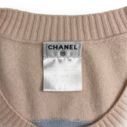CHANEL MIAMI 2009 CRUISE LINES HALF SLEEVE KNIT TOPS PINK BLUE CASHMERE 34 09C RTW 90291330
