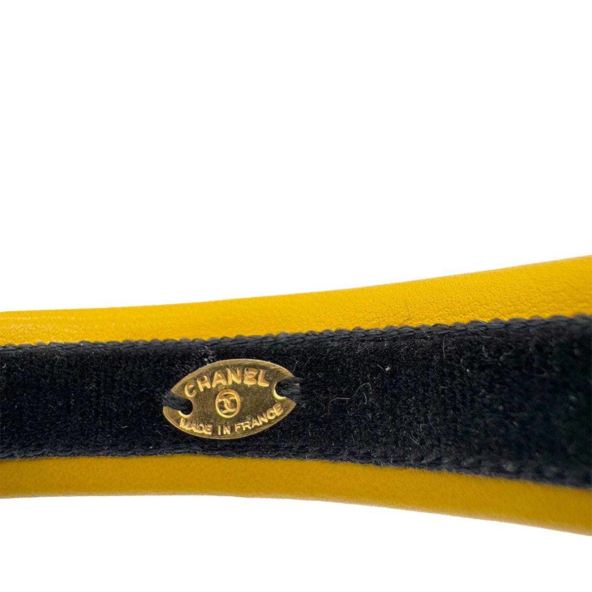 CHANEL HEADBAND COCOMARK YELLOW TORTOISESHELL LAMB SKIN HAIR ACCESSORY 90291334