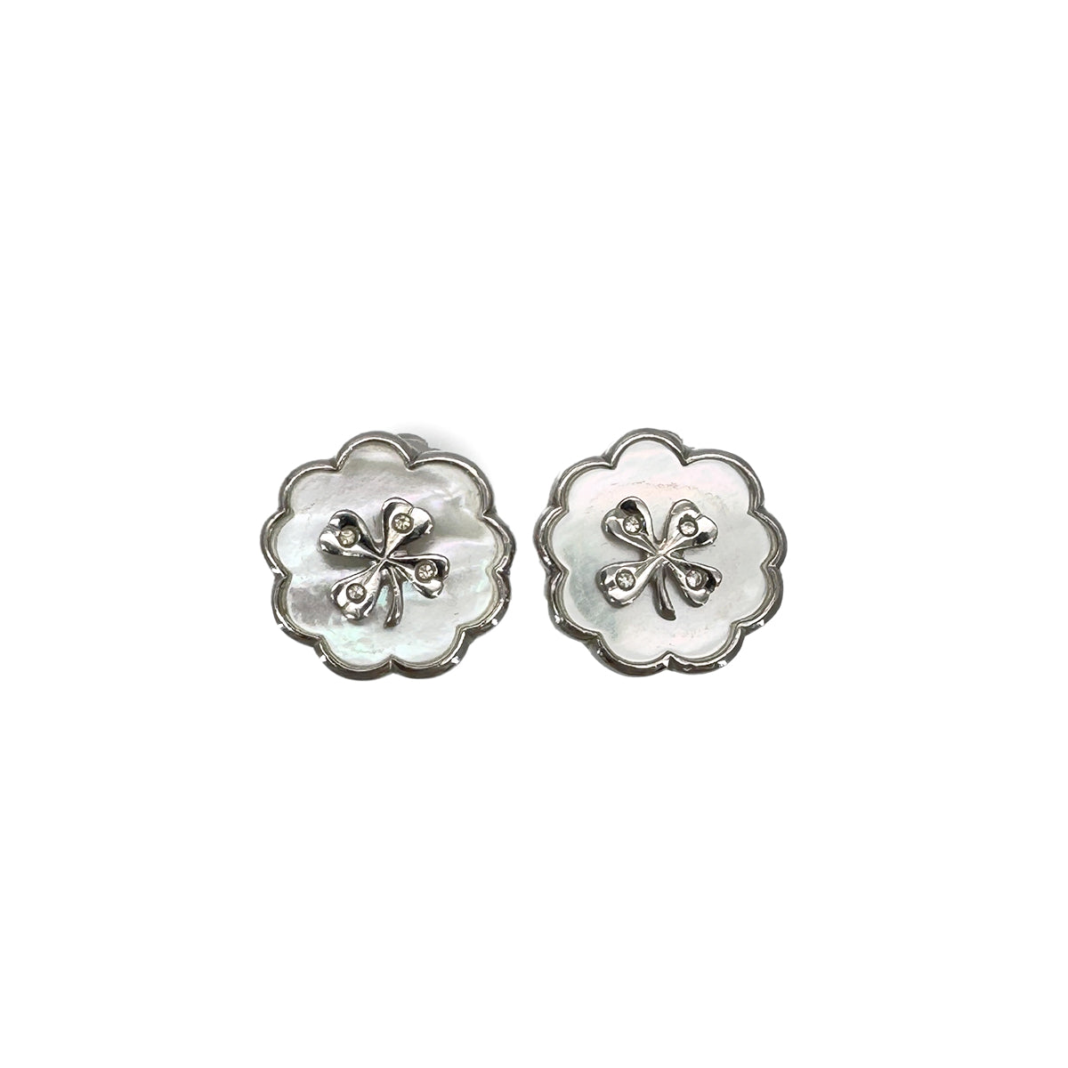 CHANEL VINTAGE EARRINGS CLOVER MOTIF SILVER ACCESSORY 90291335