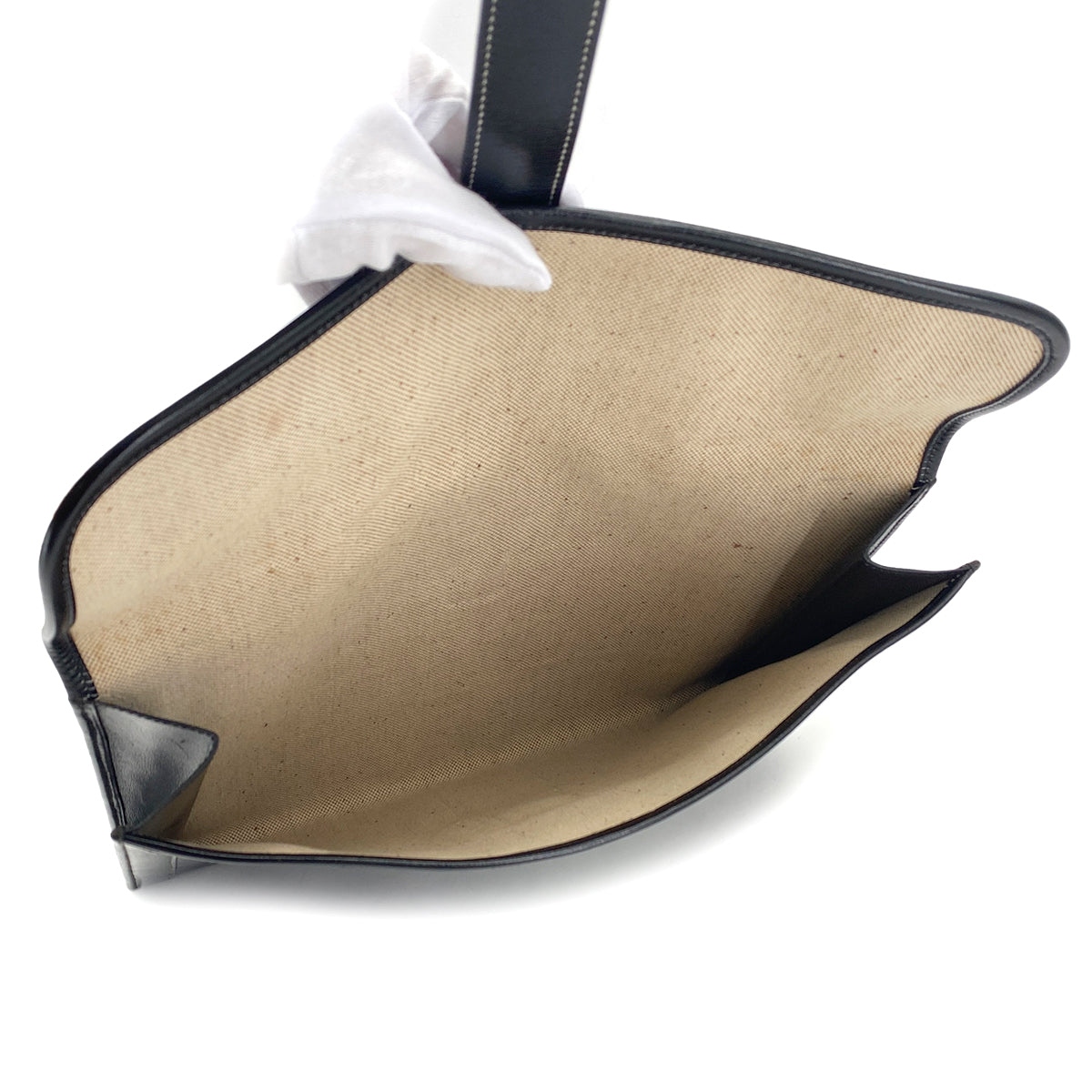 HERMES JIGE GM BLACK BOXCALF CLUTCH BAG 〇O 90291368