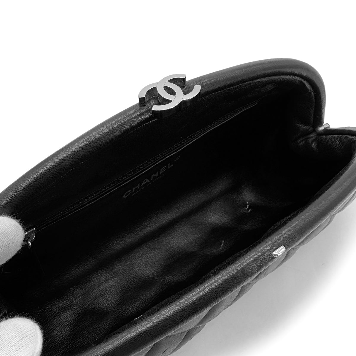 CHANEL MATELASSE CLUTCH BAG BLACK LAMB SKIN 90291371
