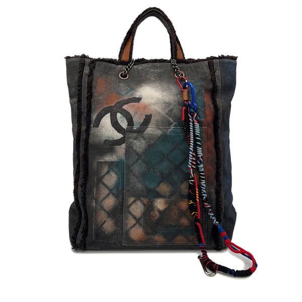 CHANEL ACT2 COLLECTION GRAFFITI PAINT 2WAY HAND CHAIN SHOULDER BAG MULTI COLOR CANVAS 90291373