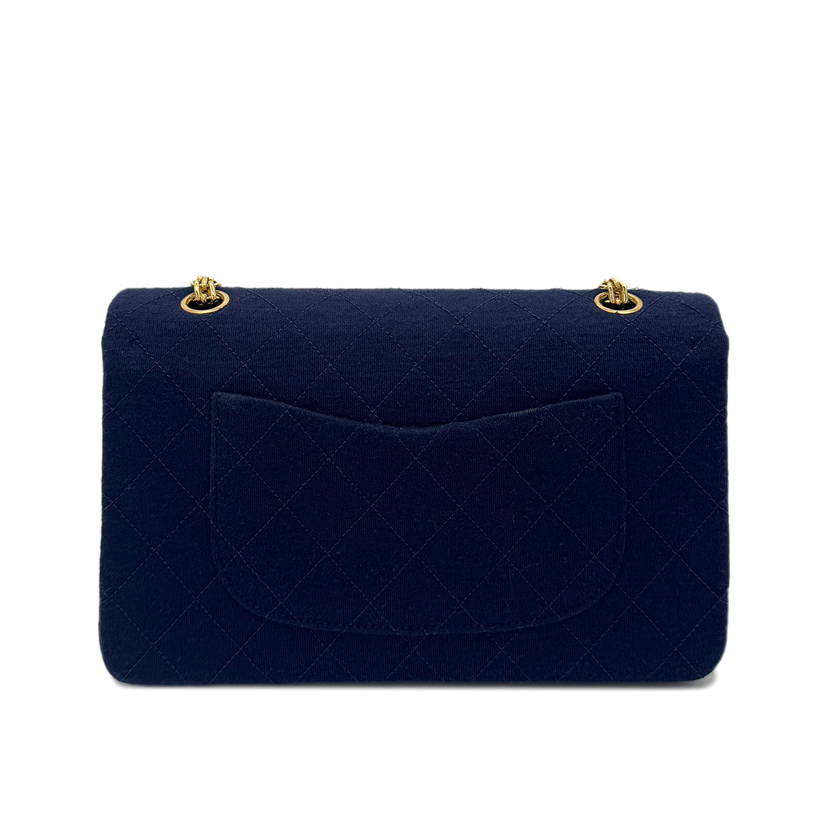 CHANEL VINTAGE MATELASSE CHAIN SHOULDER BAG NAVY COTTON 90291374