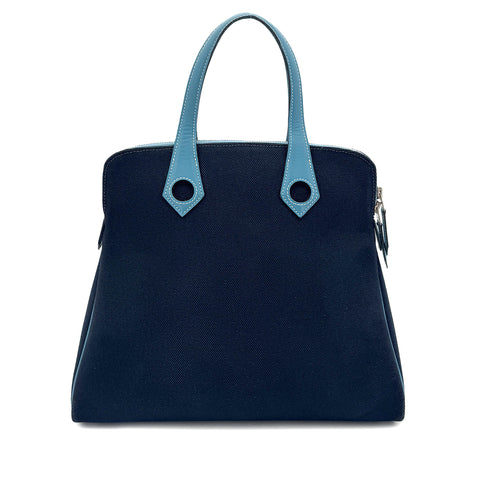 HERMES SAC HEEBOO PM BLUE MARINE BLUE JEAN TOILE H SWIFT HAND BAG □J 90291375 - PURPOSE