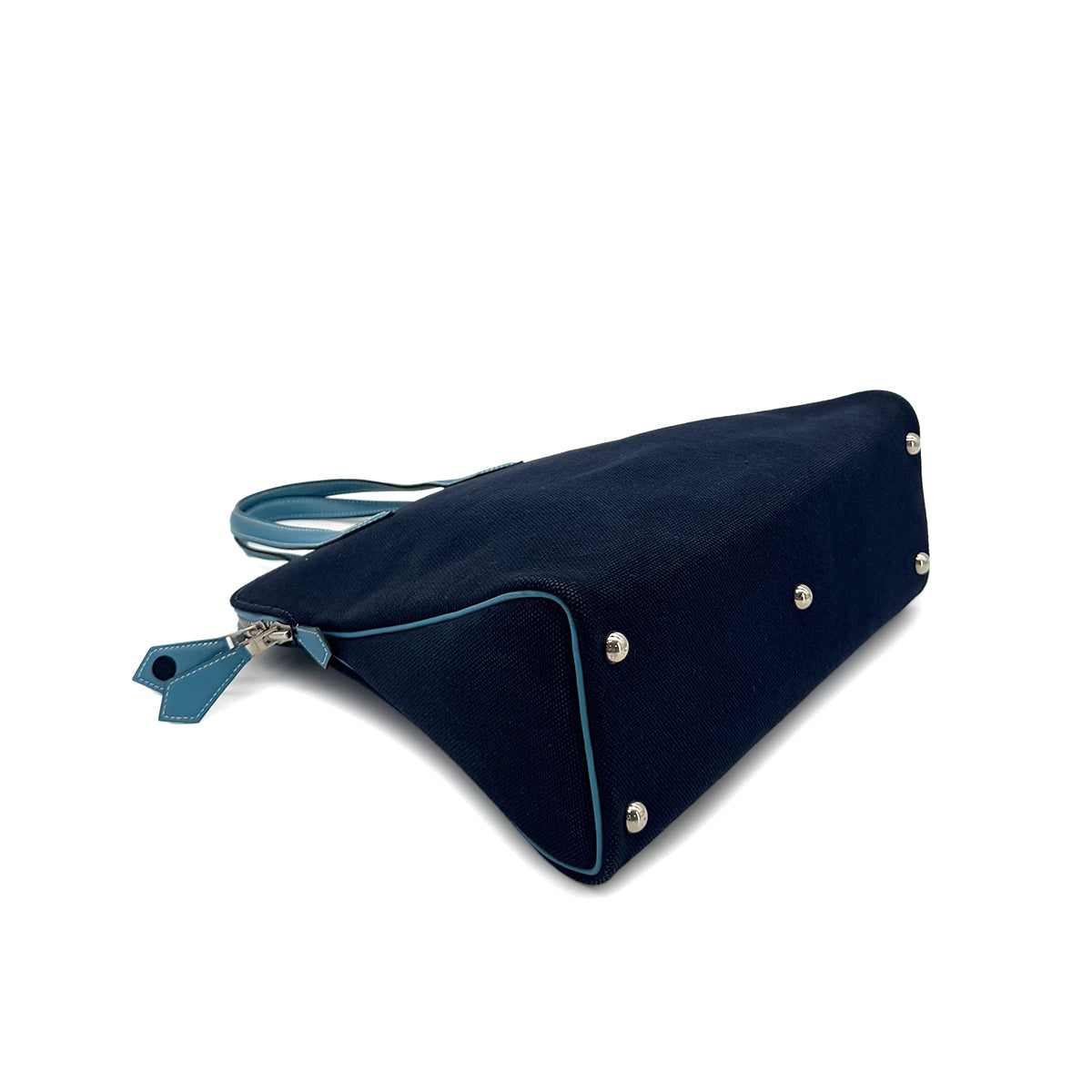 HERMES SAC HEEBOO PM BLUE MARINE BLUE JEAN TOILE H SWIFT HAND BAG □J 90291375