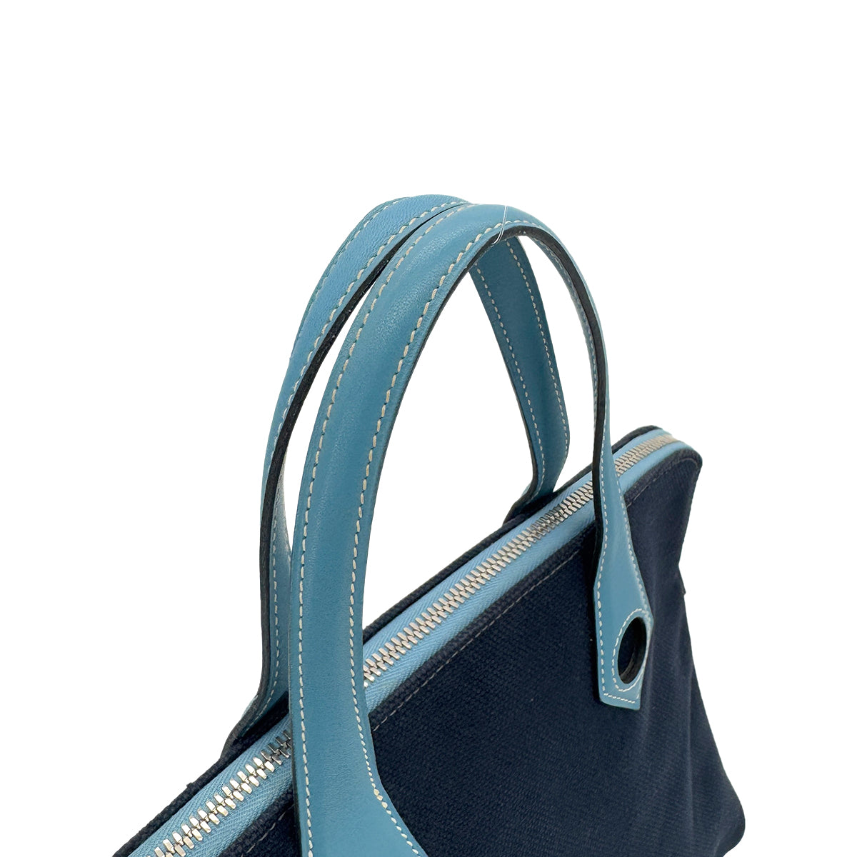 HERMES SAC HEEBOO PM BLUE MARINE BLUE JEAN TOILE H SWIFT HAND BAG □J 90291375