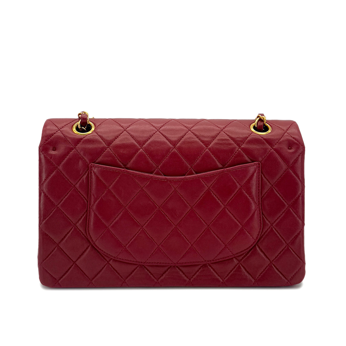 CHANEL VINTAGE CLASSIC FLAP MEDIUM CHAIN SHOULDER BAG RED LAMB SKIN 90291376