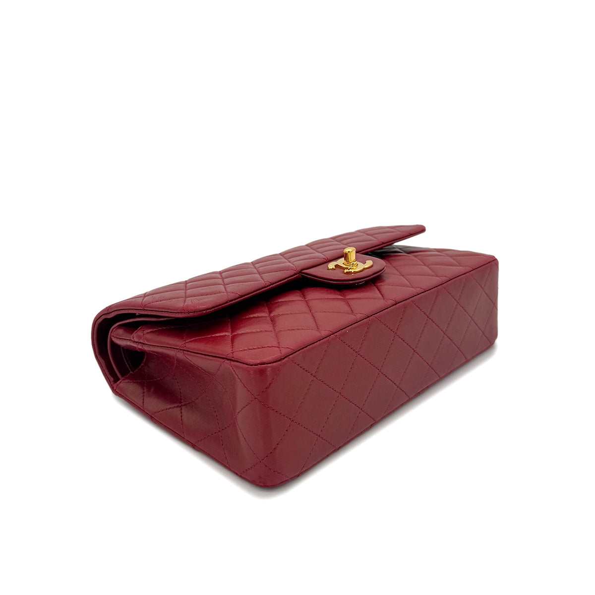 CHANEL VINTAGE CLASSIC FLAP MEDIUM CHAIN SHOULDER BAG RED LAMB SKIN 90291376