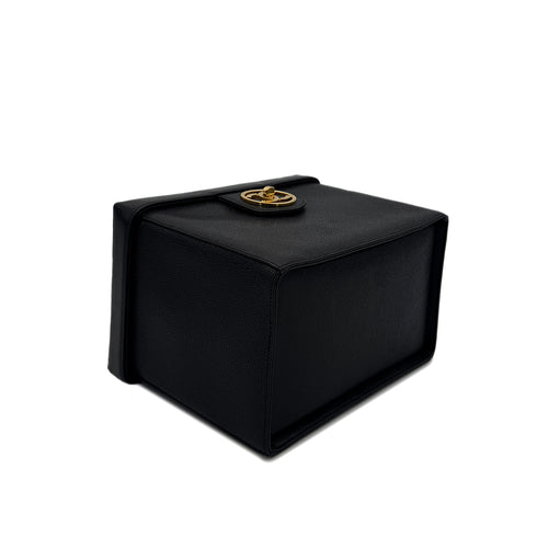 CHANEL VINTAGE TURN LOCK 2WAY VANITY HAND SHOULDER BAG BLACK CAVIAR SKIN 90291379