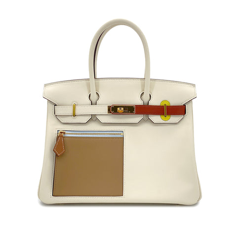 HERMES BIRKIN 30 COLORMATIC NATA CHAI CUIVRE MAUVE SYLVESTRE BLUE BRUME LIME VEAU SWIFT HAND BAG B GHW 90291460 - PURPOSE