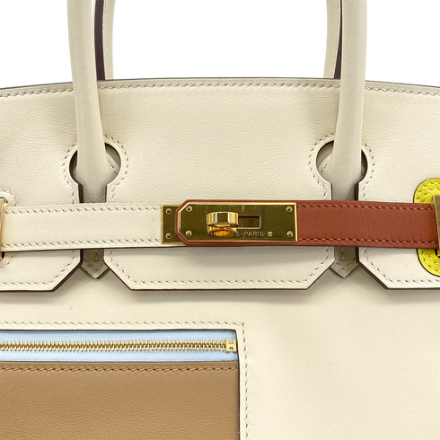 HERMES BIRKIN 30 COLORMATIC NATA CHAI CUIVRE MAUVE SYLVESTRE BLUE BRUME LIME VEAU SWIFT HAND BAG B GHW 90291460 - PURPOSE