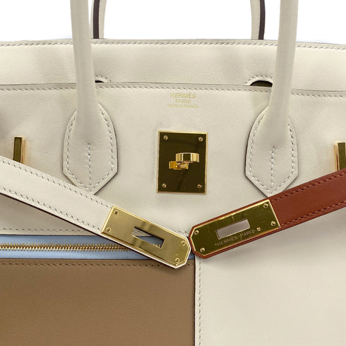 HERMES BIRKIN 30 COLORMATIC NATA CHAI CUIVRE MAUVE SYLVESTRE BLUE BRUME LIME VEAU SWIFT HAND BAG B GHW 90291460 - PURPOSE
