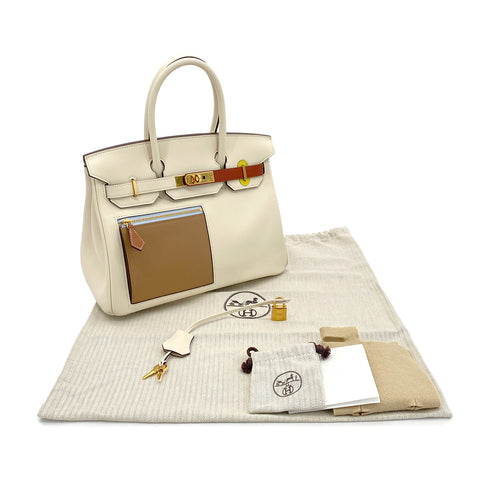 HERMES BIRKIN 30 COLORMATIC NATA CHAI CUIVRE MAUVE SYLVESTRE BLUE BRUME LIME VEAU SWIFT HAND BAG B GHW 90291460 - PURPOSE