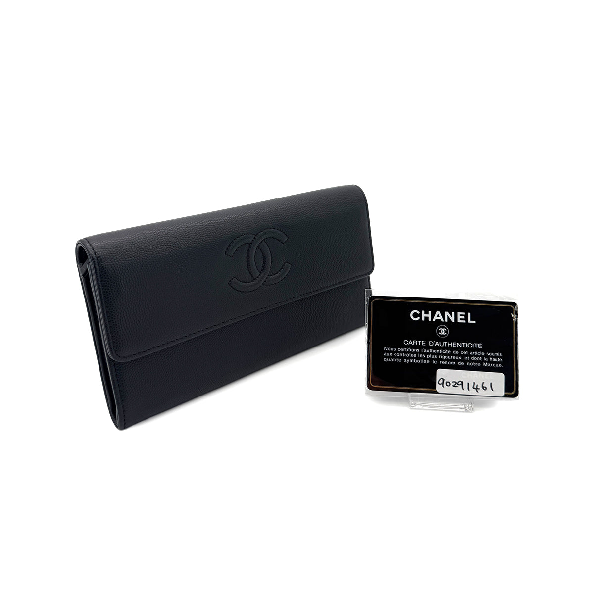 CHANEL COCOMARK BIFOLD LONG WALLET BLACK CAVIAR SKIN 90291461