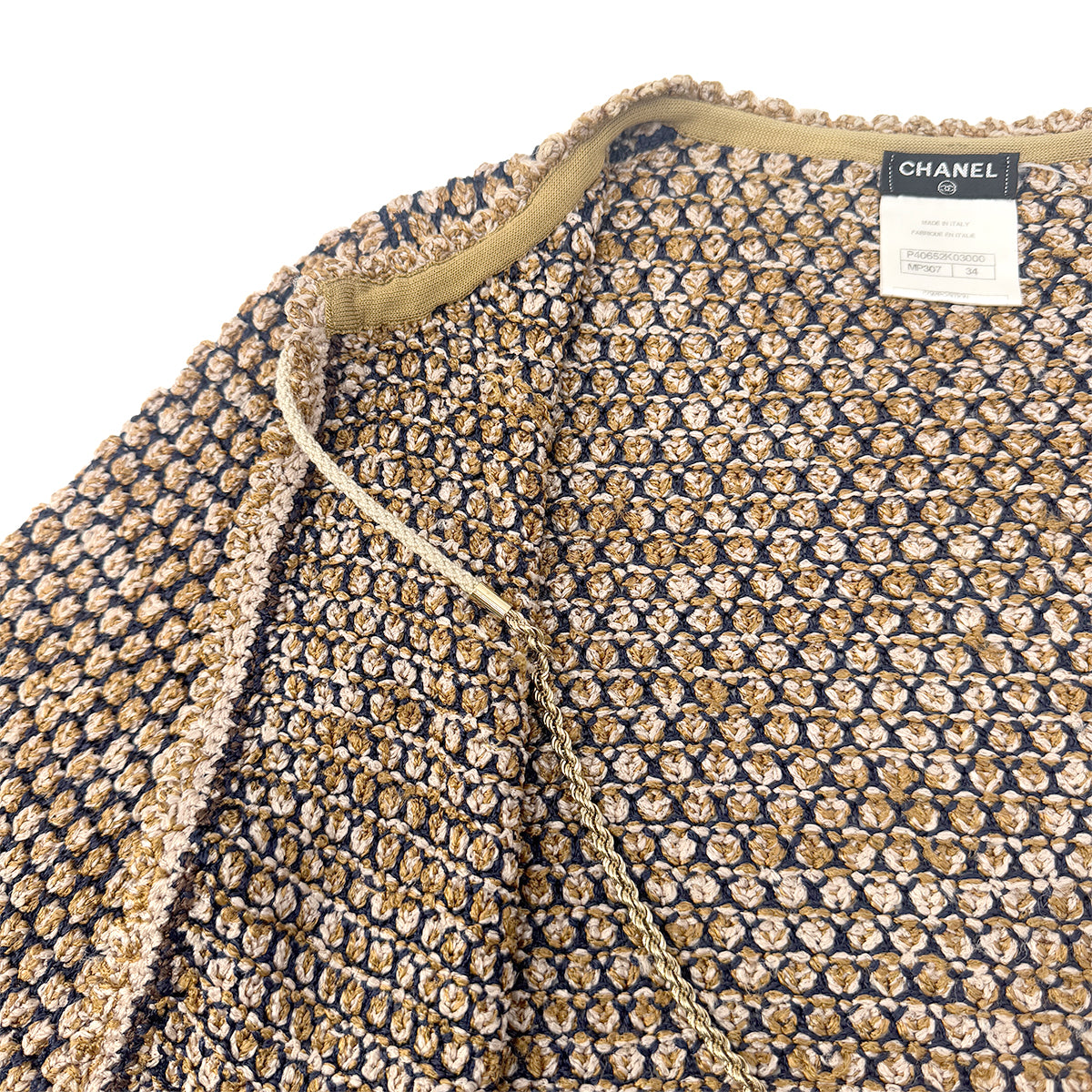 CHANEL COCO BUTTON CARDIGAN 2011 S/S COLLECTION BY KARL LAGERFELD CHAMPAGNE GOLD LAYON 34 P40 RTW 90291466