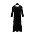 CHANEL THREE QUARTER SLEEVE DRESS RACE COCOMARK BLACK RAYON 38 06C RTW 90291467