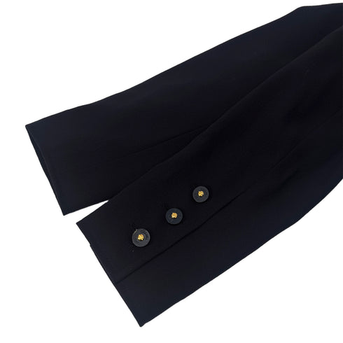 CHANEL VINTAGE SUIT JACKET SKIRT SET LOGO BUTTON NAVY WOOL 40 97P RTW 90291468