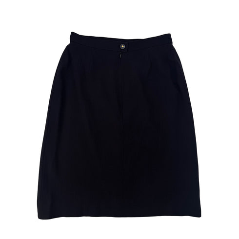 CHANEL VINTAGE SUIT JACKET SKIRT SET LOGO BUTTON NAVY WOOL 40 97P RTW 90291468