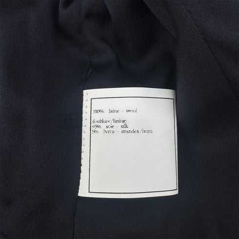 CHANEL VINTAGE SUIT JACKET SKIRT SET LOGO BUTTON NAVY WOOL 40 97P RTW 90291468