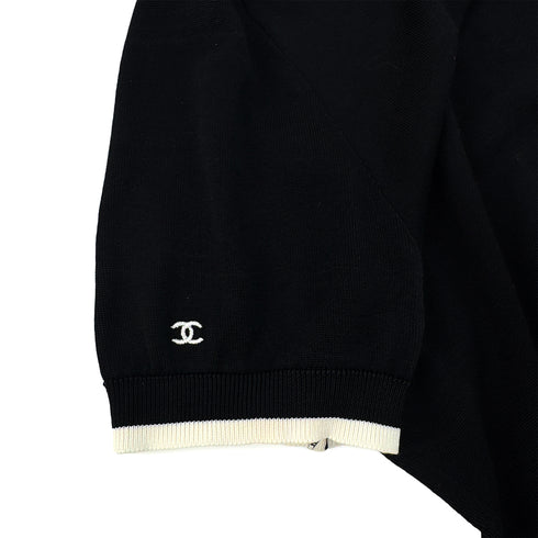 CHANEL SHORT SLEEVE TOPS COCOMARK BICOLOR BLACK WHITE COTTON 42 RTW 90291469