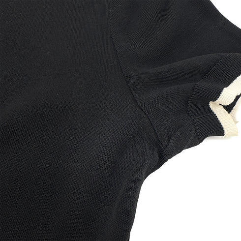 CHANEL SHORT SLEEVE TOPS COCOMARK BICOLOR BLACK WHITE COTTON 42 RTW 90291469