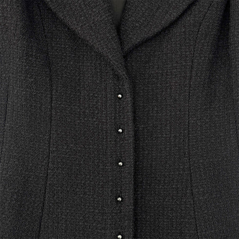 CHANEL COCOMARK LONG TWEED COAT BLACK COTTON 38 02A RTW 90291470