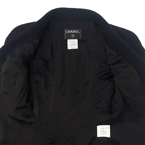 CHANEL COCOMARK LONG TWEED COAT BLACK COTTON 38 02A RTW 90291470