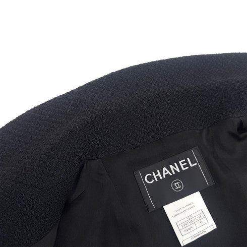 CHANEL COCOMARK LONG TWEED COAT BLACK COTTON 38 02A RTW 90291470
