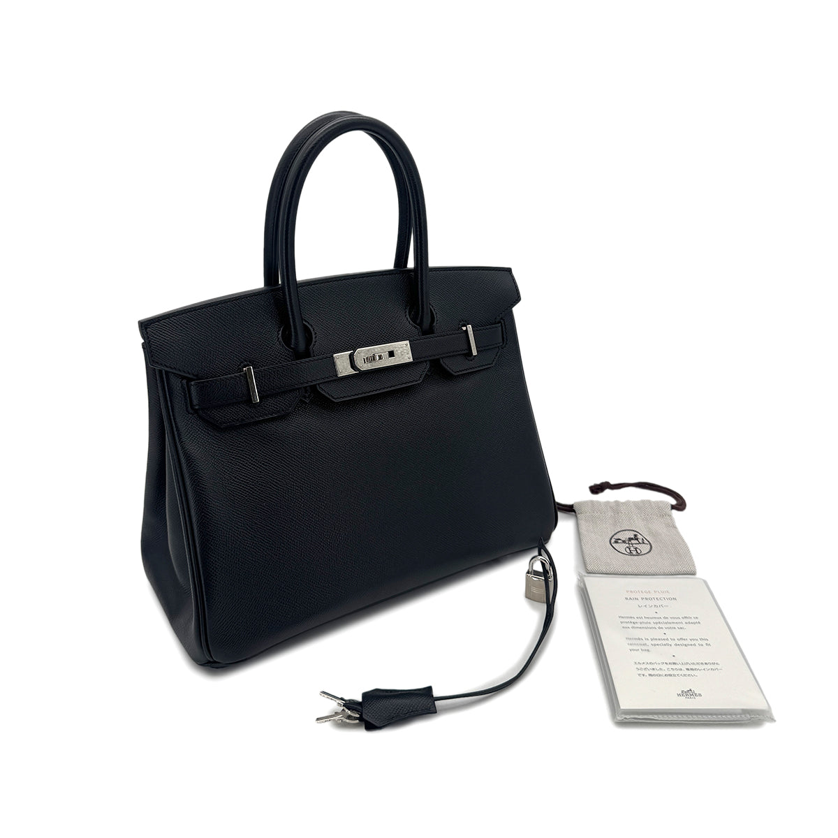 HERMES BIRKIN 30 BLACK VEAU EPSOM HAND BAG □O SHW 90291874