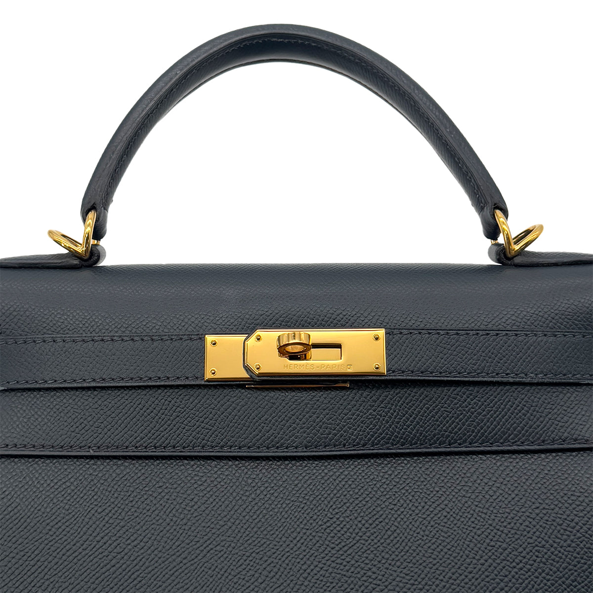 HERMES KELLY 28 SELLIER BLUE MARINE COUCHEVEL HAND SHOULDER BAG □D GHW 90291875