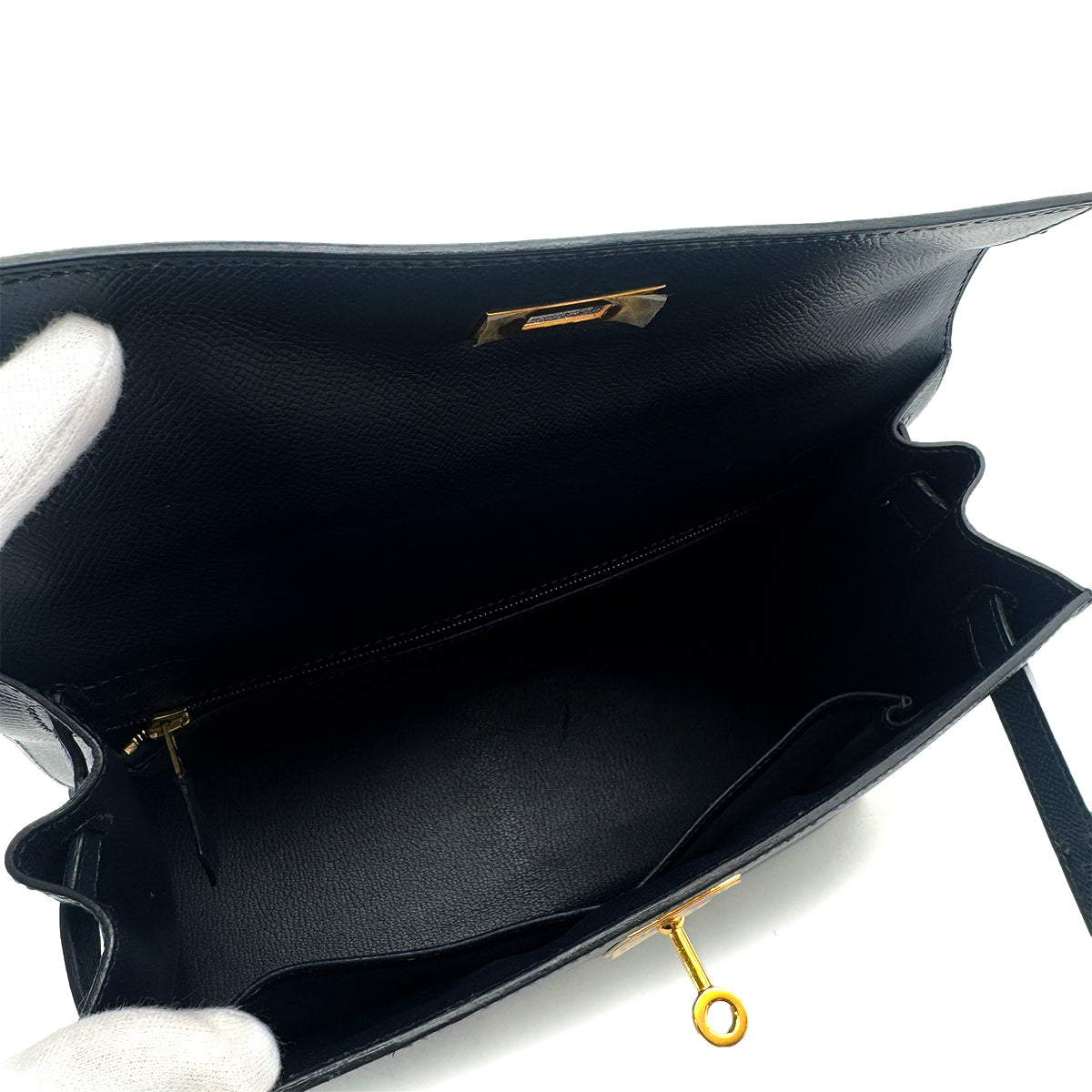 HERMES KELLY 28 SELLIER BLUE MARINE COUCHEVEL HAND SHOULDER BAG □D GHW 90291875