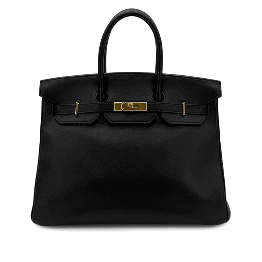 HERMES BIRKIN 35 BLACK VEAU GULLIVER HAND BAG □A GHW 90291876