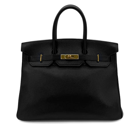 HERMES BIRKIN 35 BLACK VEAU GULLIVER HAND BAG □A GHW 90291876 - PURPOSE