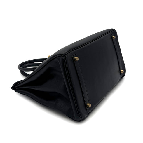 HERMES BIRKIN 35 BLACK VEAU GULLIVER HAND BAG □A GHW 90291876 - PURPOSE