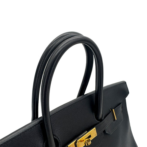 HERMES BIRKIN 35 BLACK VEAU GULLIVER HAND BAG □A GHW 90291876 - PURPOSE