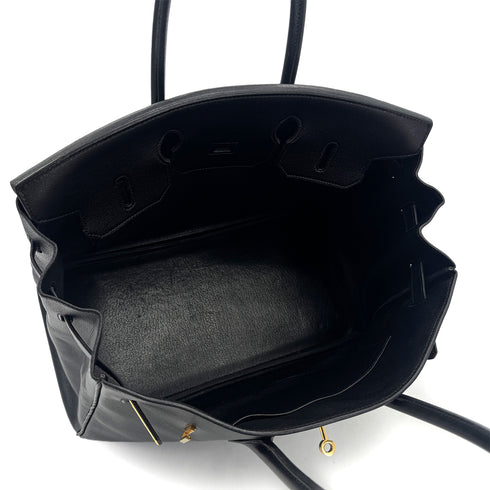 HERMES BIRKIN 35 BLACK VEAU GULLIVER HAND BAG □A GHW 90291876 - PURPOSE