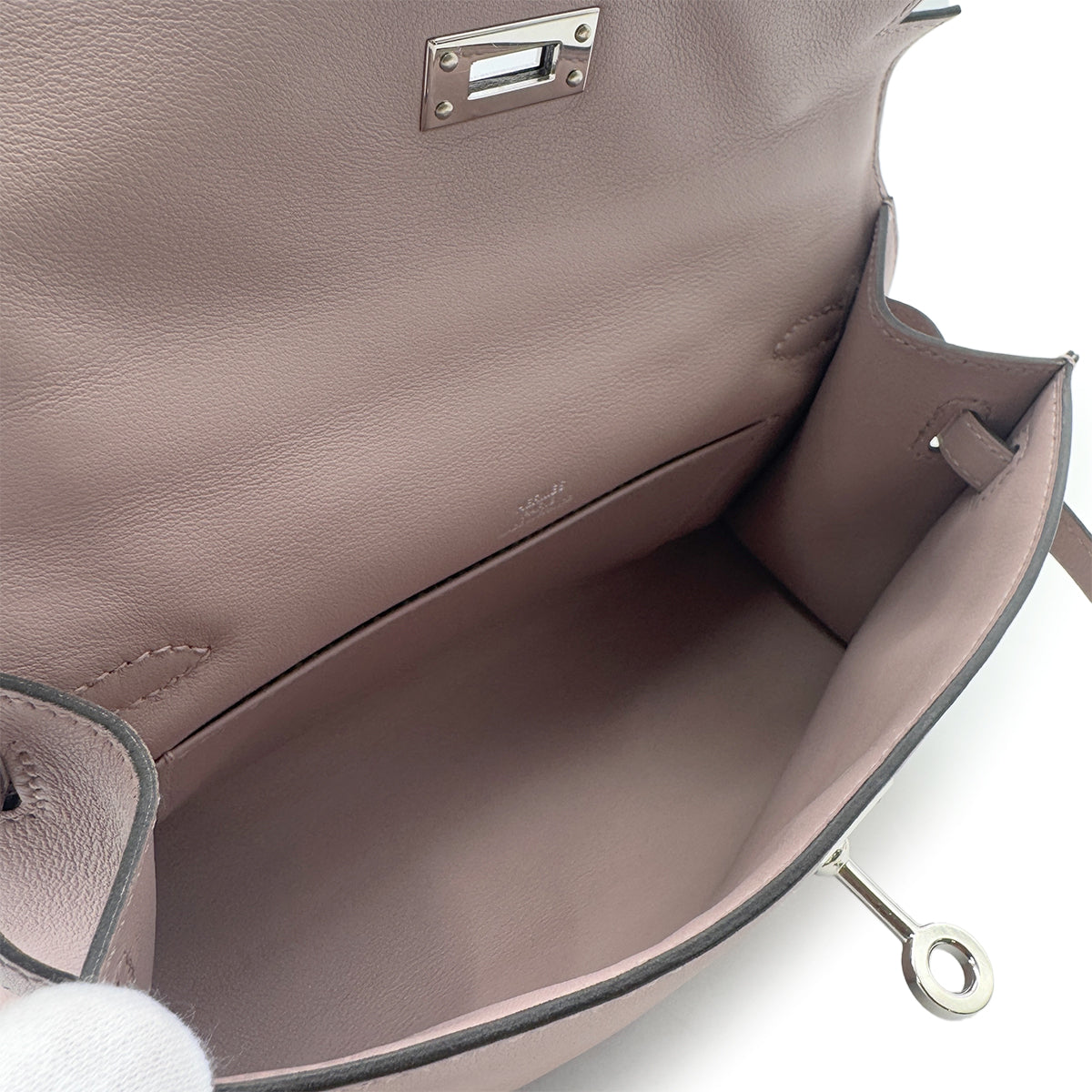 HERMES KELLY POCHETTE MINI SELLIER GLYCINE SWIFT HAND BAG T 90291878